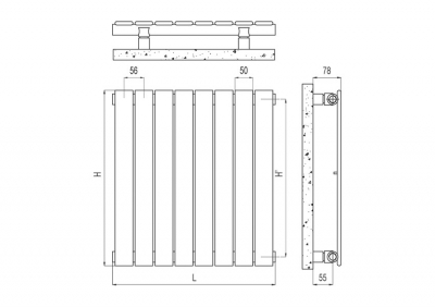 Grzejnik pokojowy Piano Pion rysunek techniczny